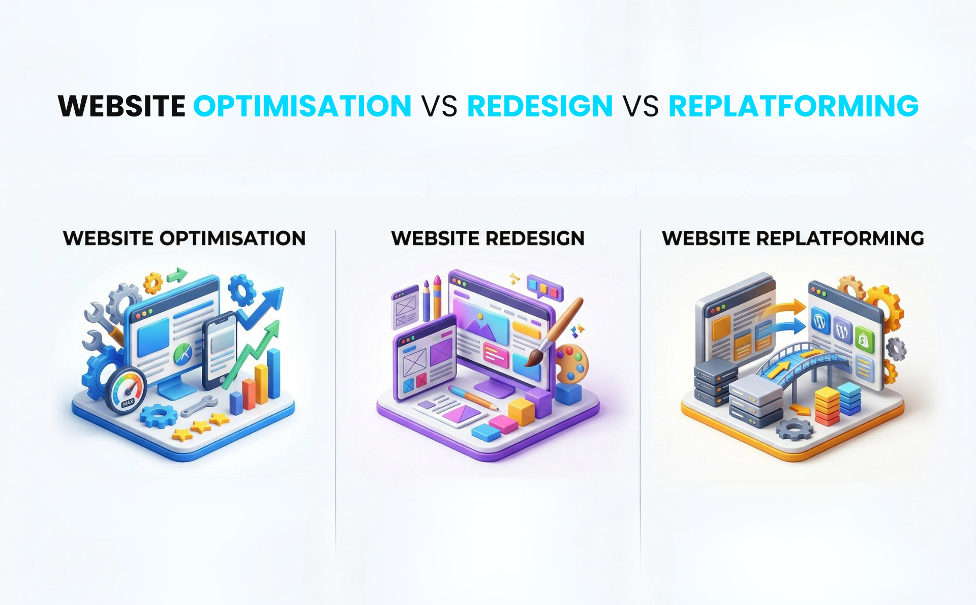 How To Choose Between Website Optimisation Vs Redesign Vs Replatforming